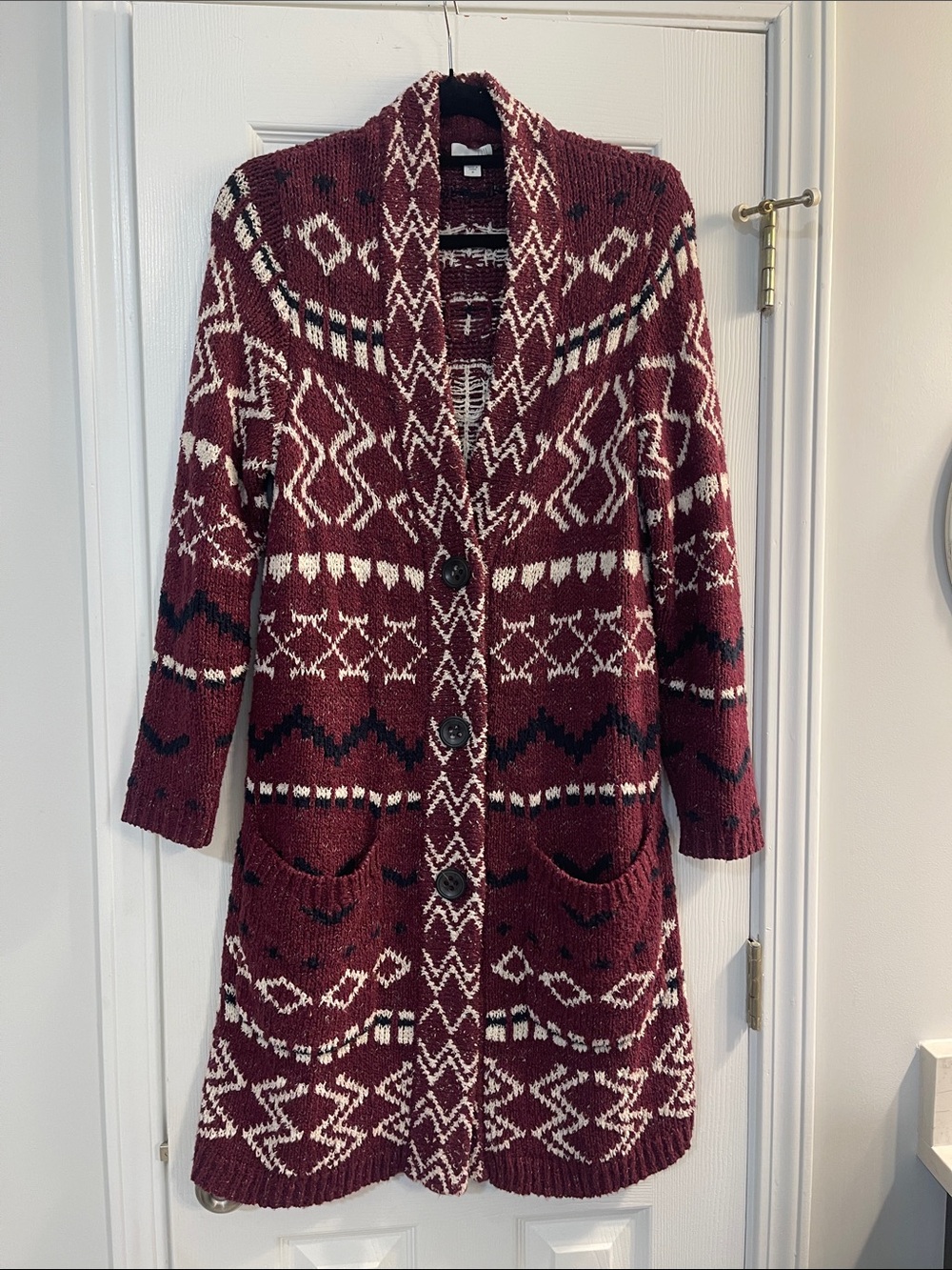 JJill Jacquard multi print long cardigan-Sz M - Picture 2 of 10